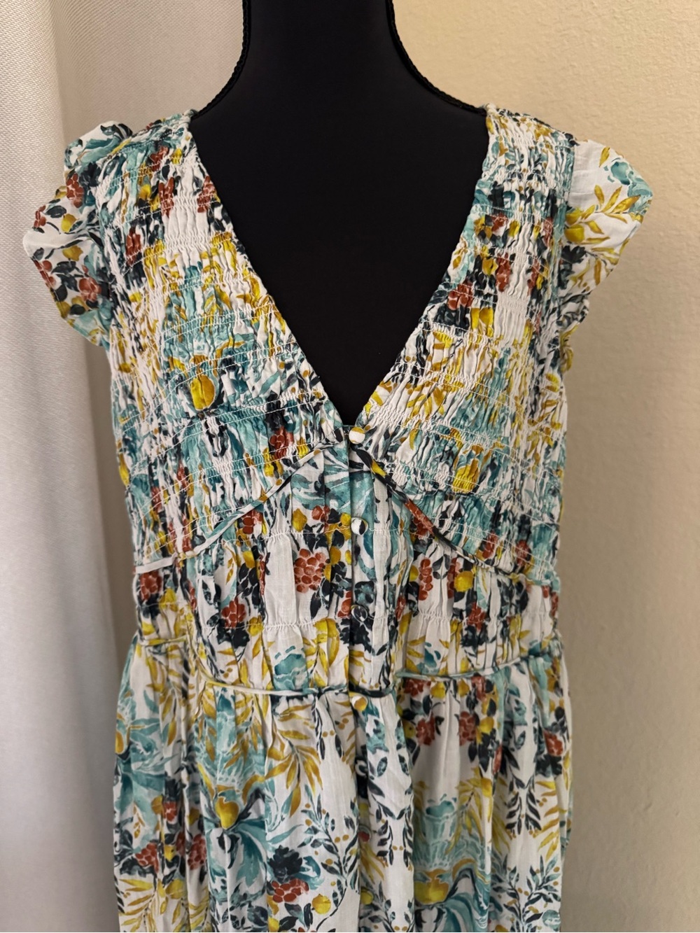 Anthropologie The Peregrine Midi Dress 2X Floral Boho Smocked Cottagecore - Picture 4 of 11